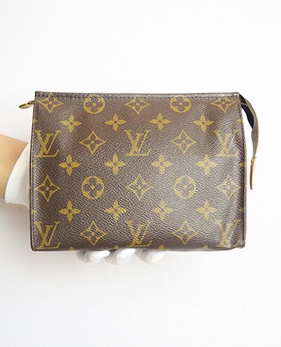 Louis Vuitton Toiletry Pouch 19, £130, Accessories, Brown, Canvas, Front view